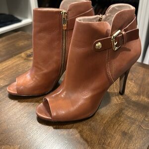 Vince Camino leather open toe booties.
